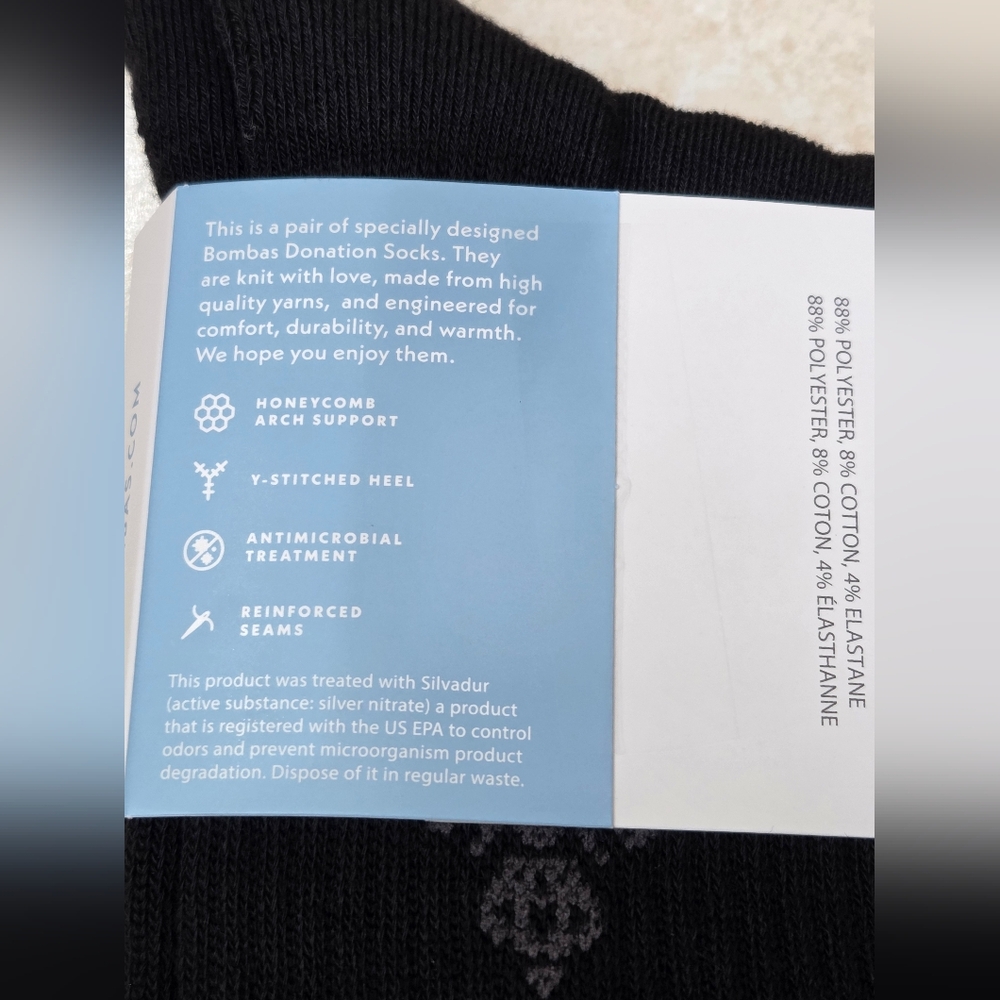 Bombas Crew Calf Socks Small Black~Grey Womens BNWT 5 Pair Bee Better - Picture 10 of 13